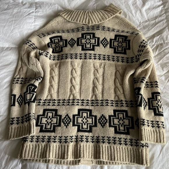 Pendleton Lambswool Cable Cardigan - size small, ivory/black harding - Picture 6 of 10